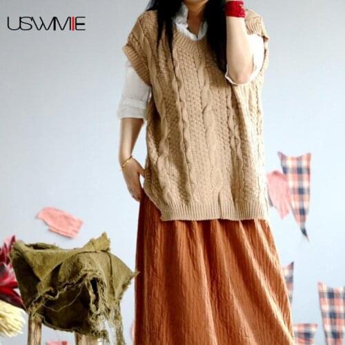 Free Shipping Sweater For Women Autumn Winter Retro Simple Thick Needle Outwear Casual Irregular Hem Comfort Plus Size Pullover