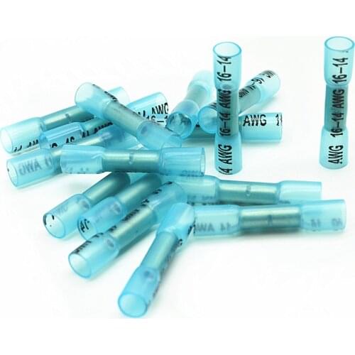 AWG 16-14 10/30/50PCS Heat Shrink Solder Sleeve Terminals Insulated Waterproof Butt Connectors Kit Electrical Wire Terminals
