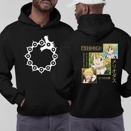 Japanese Anime Manga Seven Deadly Sins Meliodas Hoodies Men Streetwear Dragons Sin of Wrath Long Sleeved Tops hoodie sweatshirt