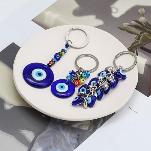 Turkish Blue Evil Eye Key Chains Ring Holder Keychain Amulets Lucky Charm Glass Hanging Pendant Beauty Blue Evil Eye bless you