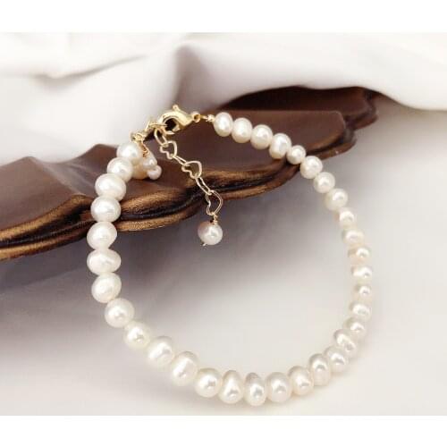 DAIMI Baroque Vintage Freshwater Pearl Bracelet Women French 14k Gold-plated Simple Bracelet Bracelet Bracelet Bracelet Bracelet