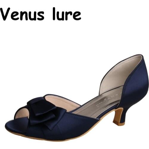 Women Evening Navy Shoes Peep Toe Formal Shoes for Navy Ladies Party