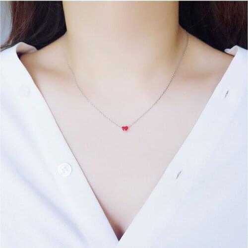 TJP Charm 925 Sterling Silver Necklace Bijou Red Heart Pendant Wedding Jewelry For Women Party Accessory Wholesale Free Shippin