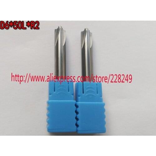 1pc D6*50L*R2 HRC50 Solid carbide chamfering milling cutter Chamfer route bits for Aluminum knife tools