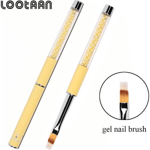 Lootaan 1 Pc UV Gel French Nail Art Brush Nail Painting Pen Drawing Brushes Tool Manicure Nail Art Polish Gel Brush Pearl Handle
