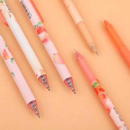 1pc Creative Cute Design Peach Paradise Quick-drying Gel Pen Writing Black Ink Pen School Supplies Kawaii