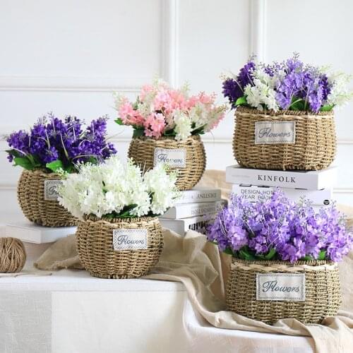 1Pcs Lavender Artificial Flowers Branch Mother Day Home Decorating Artificial Flowers Lace Decorative Non-woven Fabrics