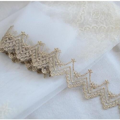 2 Meters Venise Gold Flower Lace Edge Trim Ribbon Fabric Embroidered Venice Applique Sewing Craft Wedding Dress Clothes