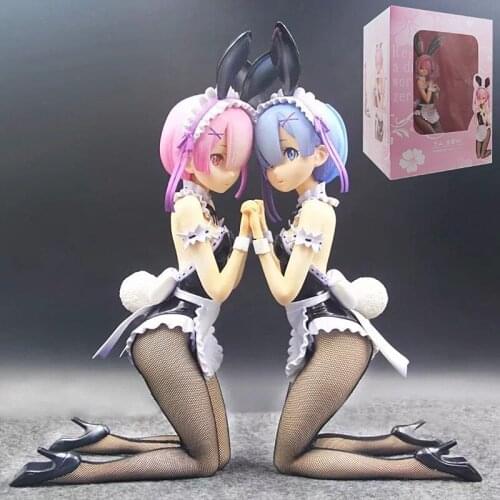 30CM Anime Re:Life in a different world from zero Ram&Rem Figure Maid outfit Bunny girl Ram Action Figure PVC Model Toys