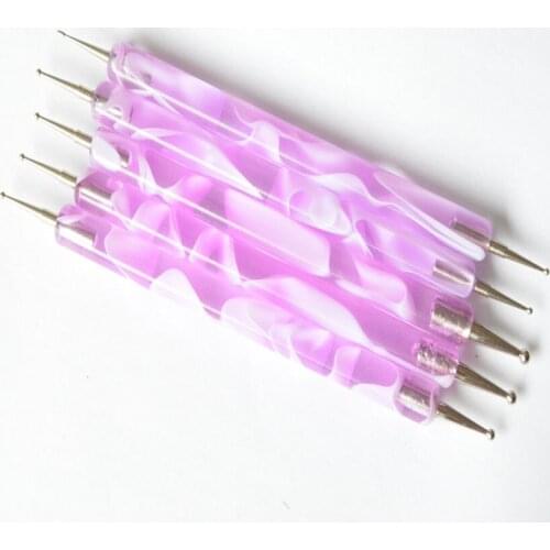 5pcs Nail Art Dotting Tools 3D UV Gel Polish Rhinestone Painting Needles Dots Pen 2 Way Nails Design Decoration Tips