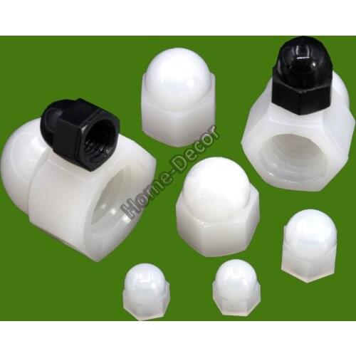 50 PCS Nynol M3 to M12 Black/White/Plastic Protection Nut, Insulator Plastic Nut/Hexagon Nut