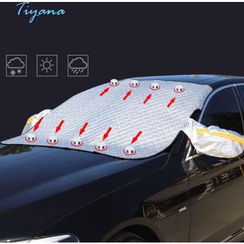 Car Snow Frost Front Windshield Half Cover Magnetic Sunshade Suitable For 90% Car Models Anti Theft Thickened PEVA Aluminum Foil