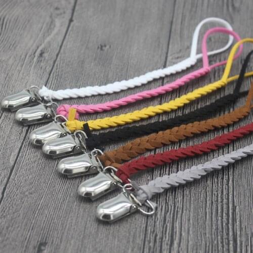 Infant Nipple Anti-lost Chain Baby Chew Toy Clip Gifts Delicacy Handmade Weave Leather Nipple Clip Baby Pacifier Clips Chain