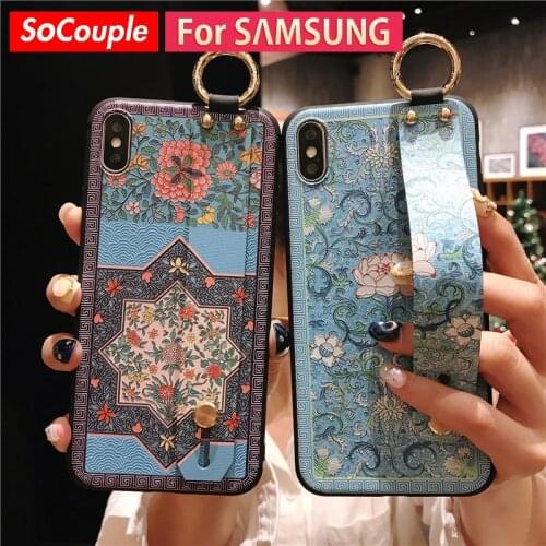 SoCouple For Samsung Galaxy A51 A52 A50 70 71 72 32 12 10 20 30s 21s S9 S10 S20 FE plus Note 10 Plus Case Wrist Strap Phone Case