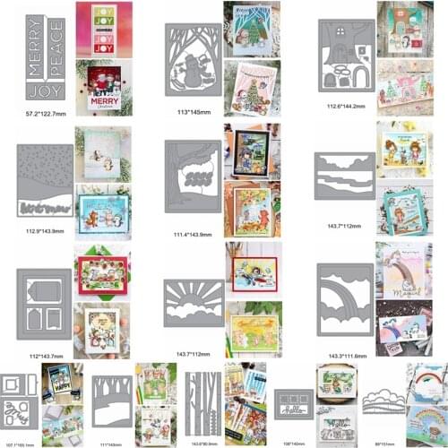 Tree Rainbow Cloud House Beach Snowman Joy Letter Let It Snow Square Frame Metal Cutting Dies Make Cards Scrapbook Craft New DIY