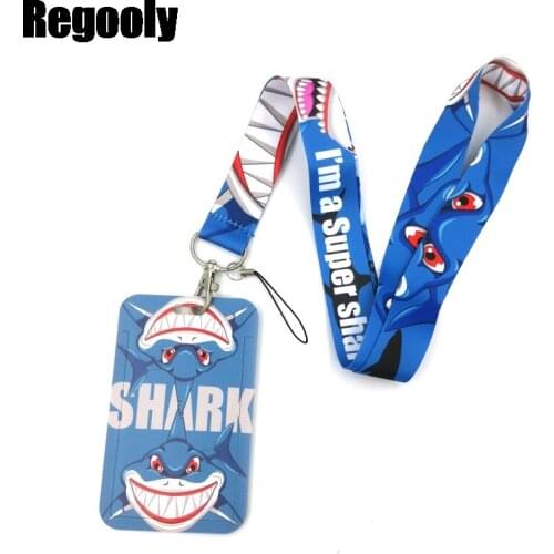 Shark Lanyard Credit Card ID Holder Bag Student Women Travel Card Cover Badge Car Keychain Gifts Accessories