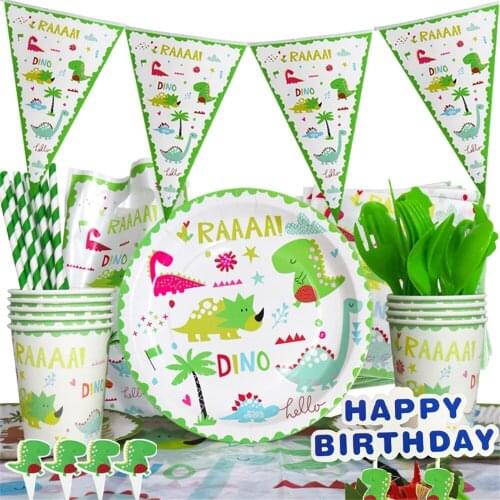 Dinosaur Party Tableware Set Dinosaur Disposable Tableware Birthday Paper Plate Snack Box For Kids Baby Shower Supplies Decor