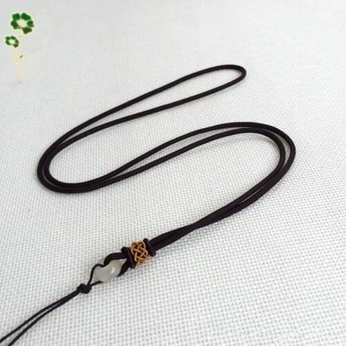 Long jade buckle pendant lanyard men and women simple and elegant high-grade gold beeswax Bodhi jade jade necklace rope XL057