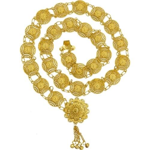 Egypt Gold Chain Carved Flower Belly Waist Chains for Women Bohemian Dance Dress Belt Chain Gypsy Indian Arab Body Jewelry