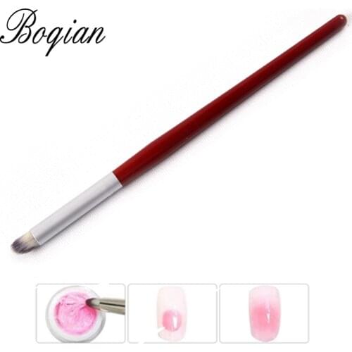 BQAN 1Pcs Nail Art Brush Wood Handle Angle Nylon Hair Blooming Color Drawing Painting Nail Art Design Pen