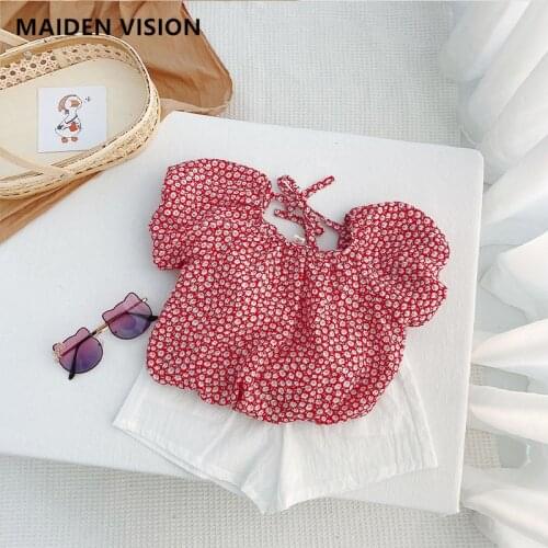 Clothes For Girls Summer Toddler Clothes 2Pcs Outfits Kids Clothing Girls Puff sleeve Printed shirt Suit For Children Suit