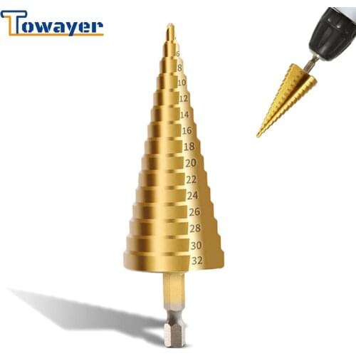 HSS Steel Titanium Step Drill Bits Cone Cutt Tools Woodworking Wood Metal Drill Bit Set 3-12mm 4-12mm 4-20mm 3-13mm