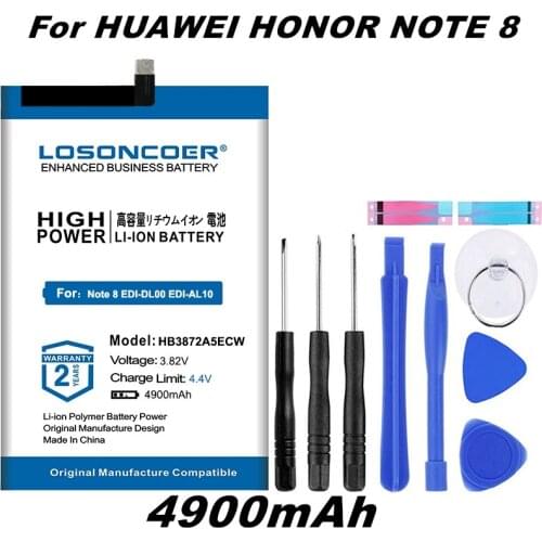 LOSONCOER 4900mAh HB3872A5ECW Good Quality Battery For Huawei Honor Note 8 Note8 EDI-DL00 EDI-AL10 Free tools