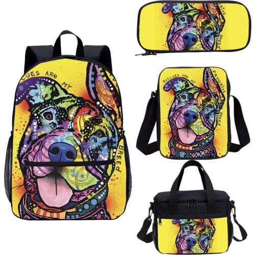 4 Pcs Colorful Cute God Print Cartoon Animal School Bag Set 1-6th Grade Outdoor Travel School Book Bag for Teen and Children