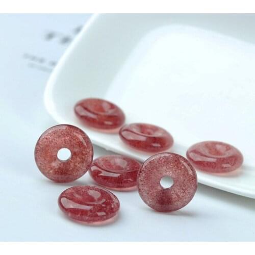 Natural beautiful strawberry crystal stone hand-carved peace buckle Fashion for gifts