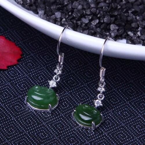 Natural Hetian yu earrings and other auspicious Earrings2057