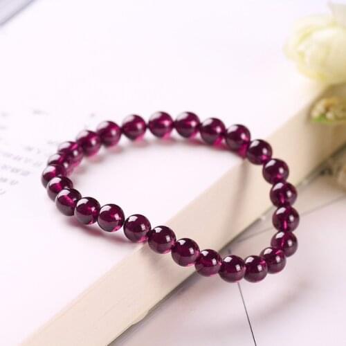Natural Purple Garnet Quartz Clear Round Beads Bracelet For Women Lady 6mm 7mm 8mm Stretch Charm Bracelet AAAAAA