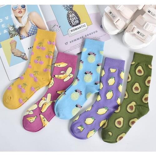 Unisex socks for women cotton fruit creative Avocado skateboard socks autumn winter female casual warm sock women sox wholesale