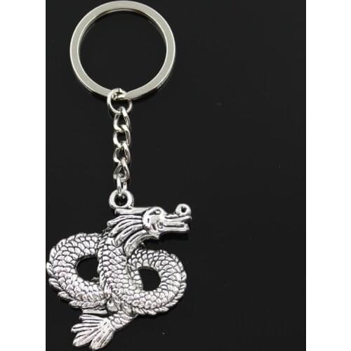 New Fashion Keychain 46x40mm China Loong Dragon Pendants DIY Men Jewelry Car Key Chain Ring Holder Souvenir For Gift