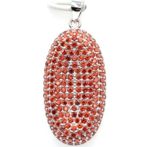 27x16mm Jazaz Real 925 Solid Sterling Silver 2.5g Created Paris Blue Topaz Golden Citrine Cubic Zircon Pendant