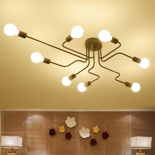 Ceiling Lights Vintage Lamps For Living Room Iluminacion Ceiling Light Wrought Iron Luminaria E27 Bulb Home Lighting Fixtures