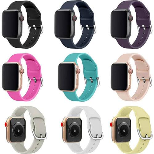 Silicone Strap for Apple Watch 5 band 44mm 42mm 38mm 40mm watchband Sport belt bracelet For iWatch serie 6 5 4 3 SE 38 42 44 MM