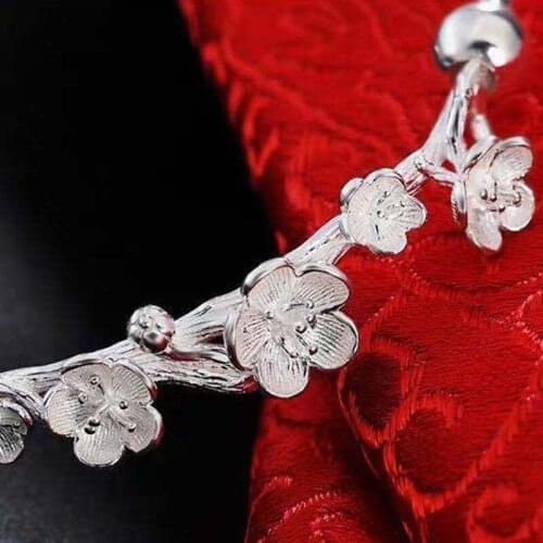 SA SILVERAGE Plum Blossom Bracelet Silver Bracelets 925 2020 Creative Sterling Silver 990 Korean Version of Womens
