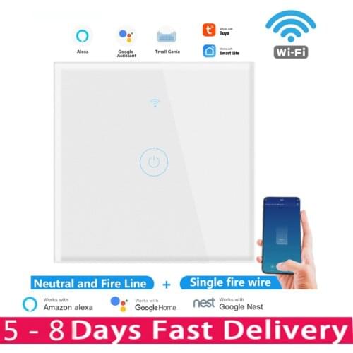 TUYA WiFi Touch Glass Wall Switch Light Smart Life No Neutral Wire EU 1/2/3/4 Gang 220V Wall Button For Alexa And Google Home
