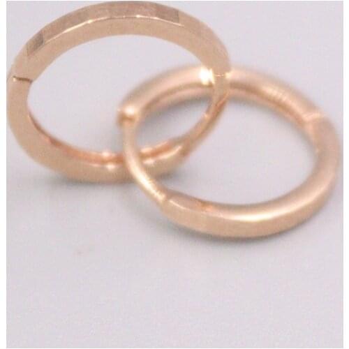 Real Pure 18K Rose Gold Earrings 13mm Carved Small Grid Hoop Earrings Men Woman Lucky Gift 1.2-1.3g
