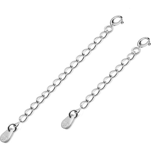 Sinya Jewelry DIY Finding 925 sterling silver extended chains 4.7cm 6cm necklace bracelet chain extender with tag Hot sale