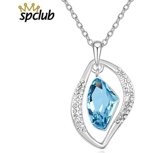 SPCLUB Delicate Original Crystals From Swarovski Pendant Necklace Charm Beauty Jewelry Necklace For Women Girls Best Gift