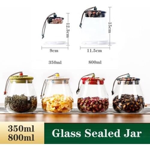 Glass Sealed Jar Tea Can Household Transparent Moisture-proof Storage Bottle Food Kitchen Storage Box