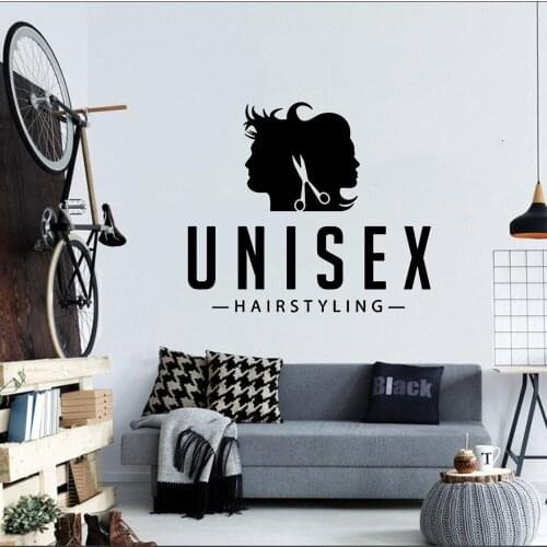 Unisex Hairstyling Hair Salon Vinyl Wall Decal Sticker Waterproof Beauty Stylist Stickers Barbershop Sign Posters Decals DW6262