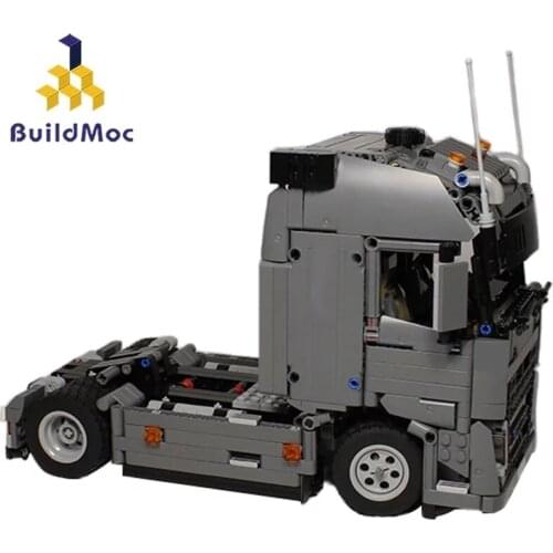 BuildMoc Technical Engineering Machines Tractor Unit Buildings Blocks MOC Technical Bricks Vehicle Bricks Toys For Children