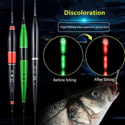 Smart Fishing Float Bite Alarm Fish Bait LED Light Color Change Automatic Night Electronic Changing Buoy Glow In The Dark CR425