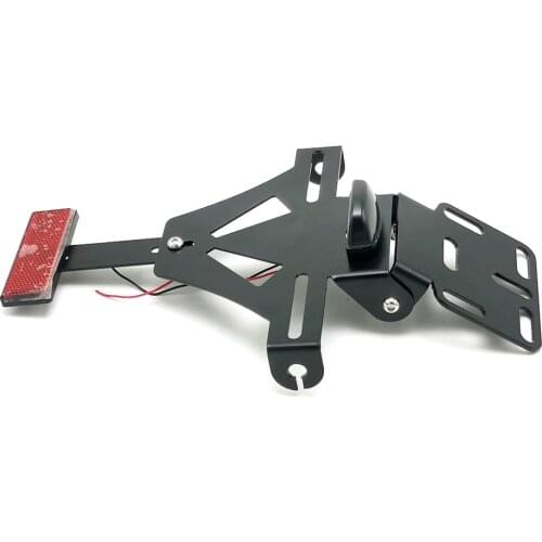 Universal Adjustable LED Taillight Fender Rear Light License Plate Holder Bracket Mount Scooter Offroad Chopper Cafe Racer