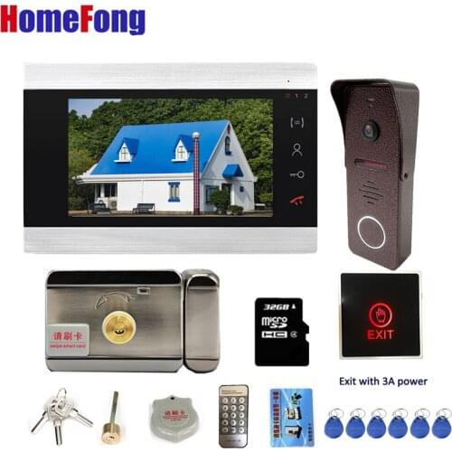 【Video Intercom with Lock】Homefong 7 Inch Home Intercom System Video Doorbell Door Phone Monitor Lock Exit Button with 3A Power