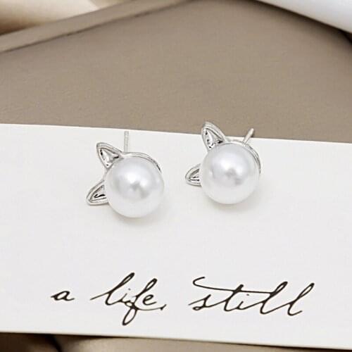 Womens Earrings Big Pearl Ear Stud Pendant Silver Color Vintage Metal Retro Earring 2021 Trendy Fashion Female Jewelry