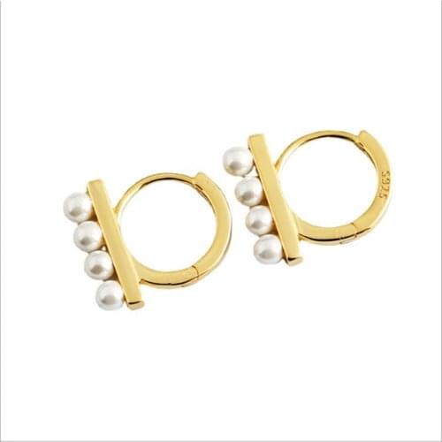 Simple Style Small Hoop Earrings For Women Creative Row Pearl Elegant Thin Huggies Golden Earring Pierce Hot Accessories