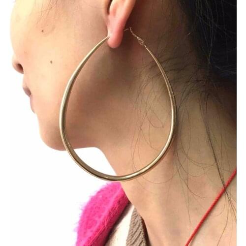 65mm Diameter Metal Hoop Earring Femme Silver Color Alloy Statement Big Earrings Jewelry Party Gift Wholesale UKMOC